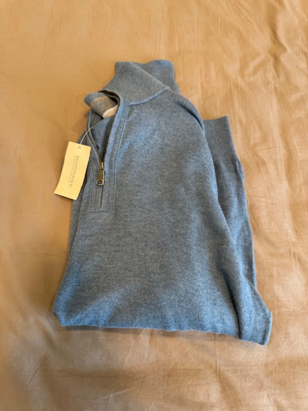 NWT Banana Republic Heather Blue Quarter Zip Sweater Medium